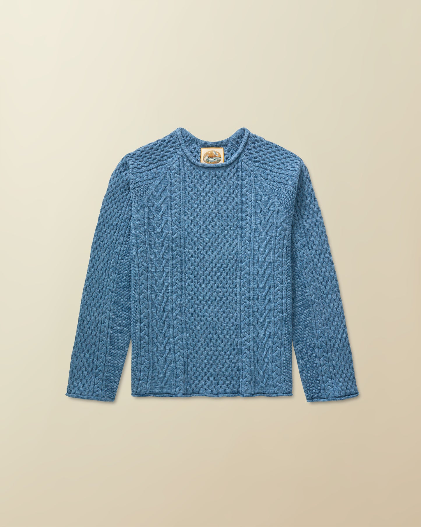 Rolled Hem Fisherman Sweater ( stone blue )