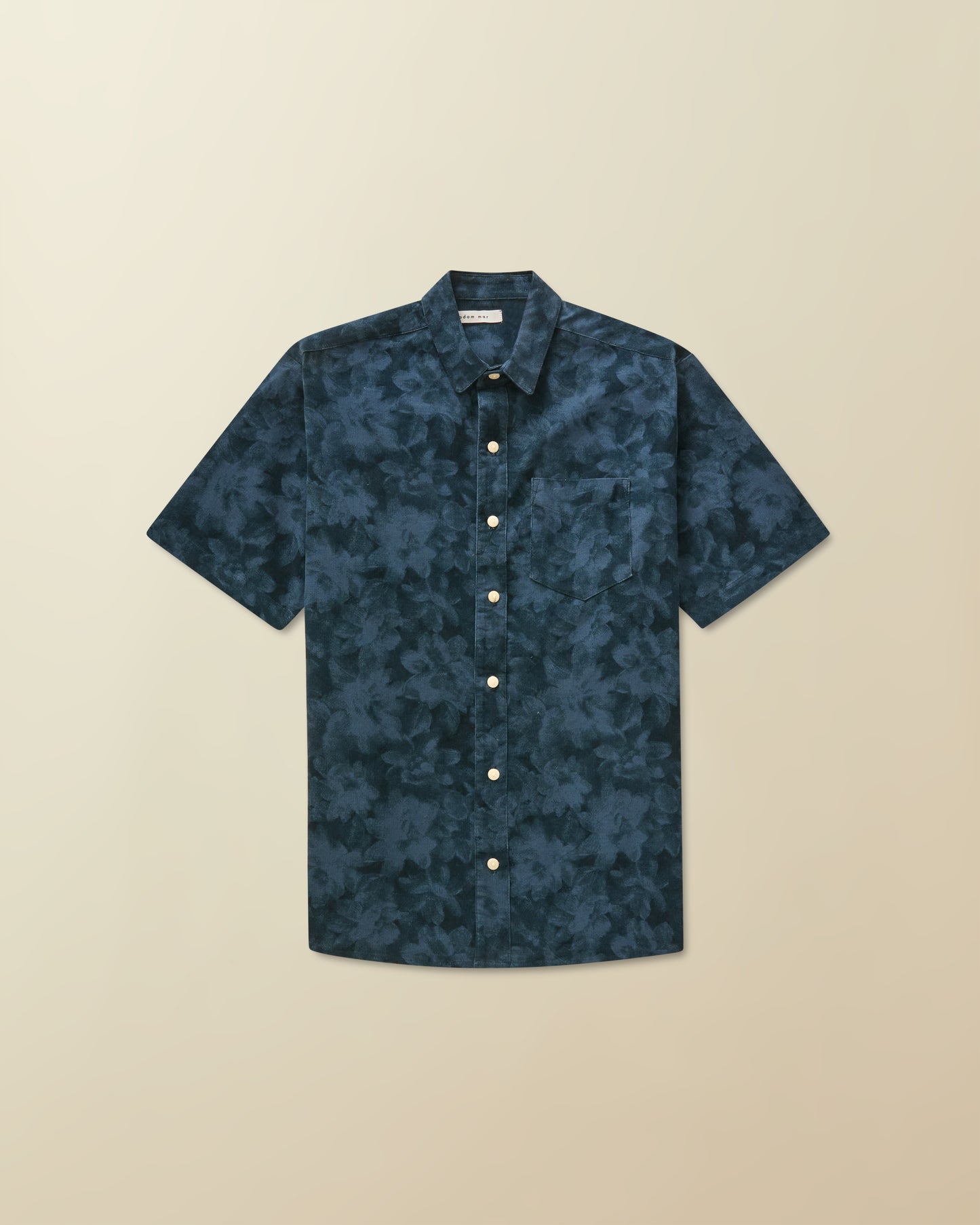 Baby Cord Floral Button Down ( navy )
