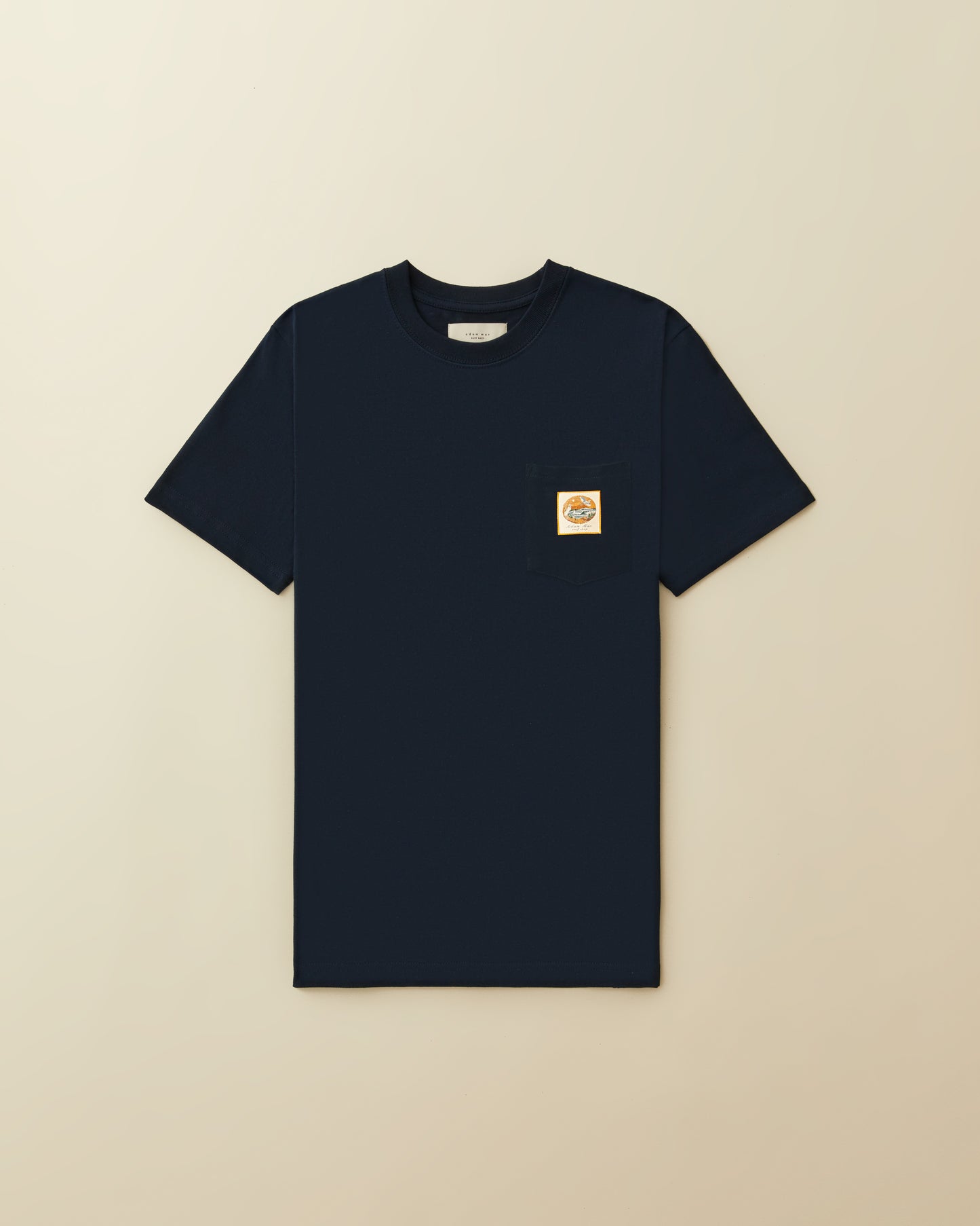 Woven Label Pocket Tees - ( navy )