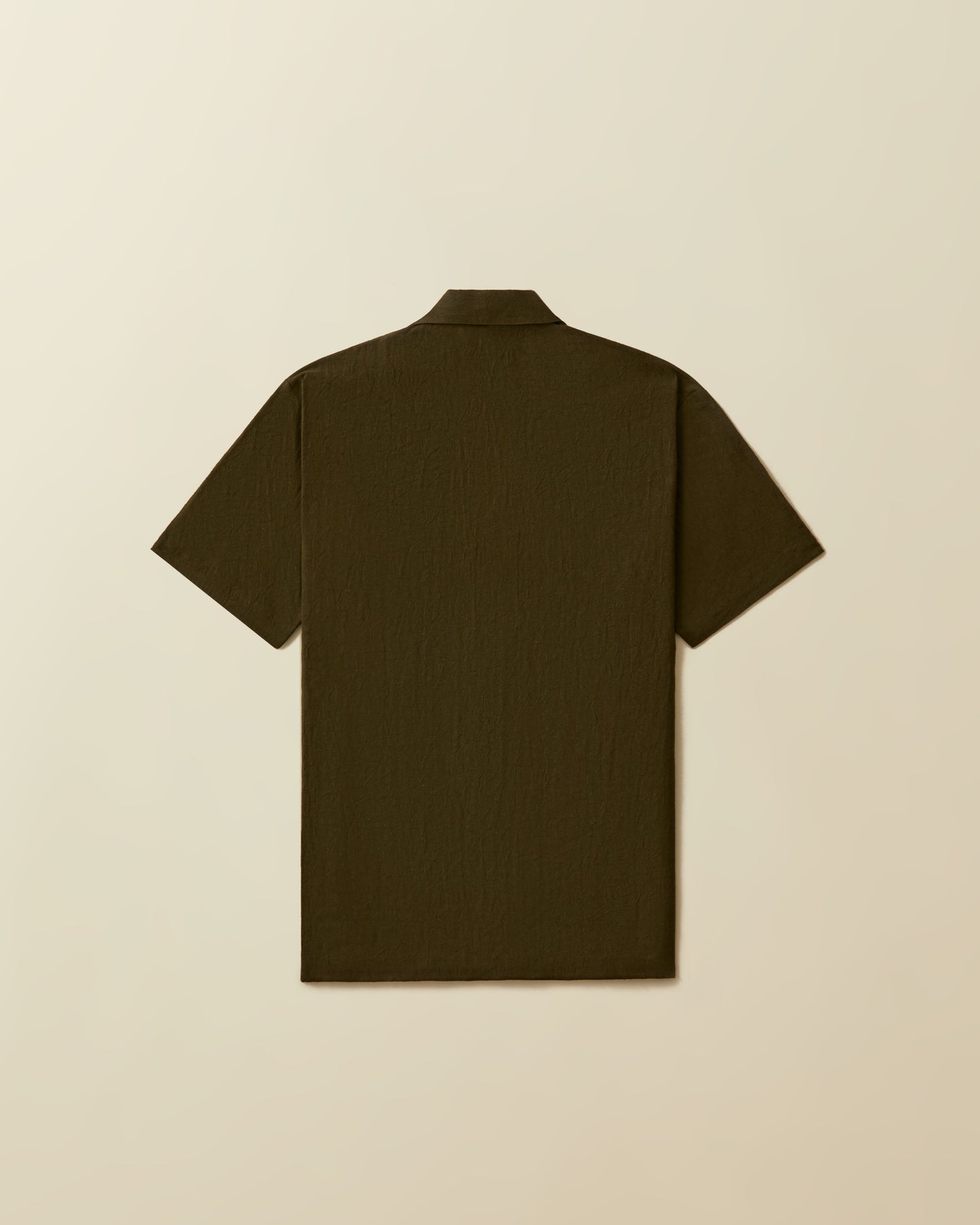 2 Pocket Linen Short Sleeve Button Down ( Olive )