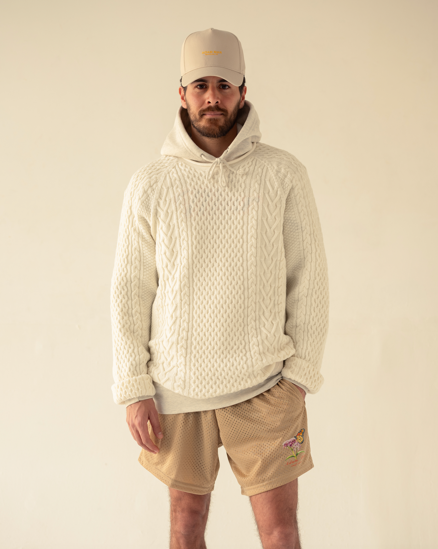 Rolled Hem Fisherman Sweater ( off white )