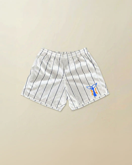 NY Whale Tail Pinstripe Mesh Short - ( coco blue )