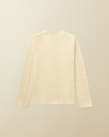 Rolled Hem Fisherman Sweater ( off white )
