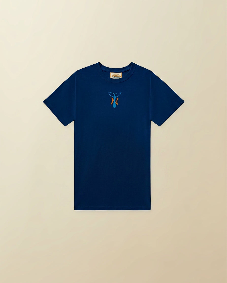 NY Whale Tail Tee Shirt - ( navy )