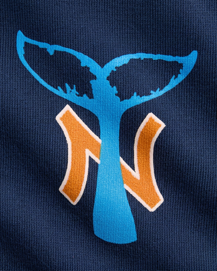 NY Whale Tail Tee Shirt - ( navy )