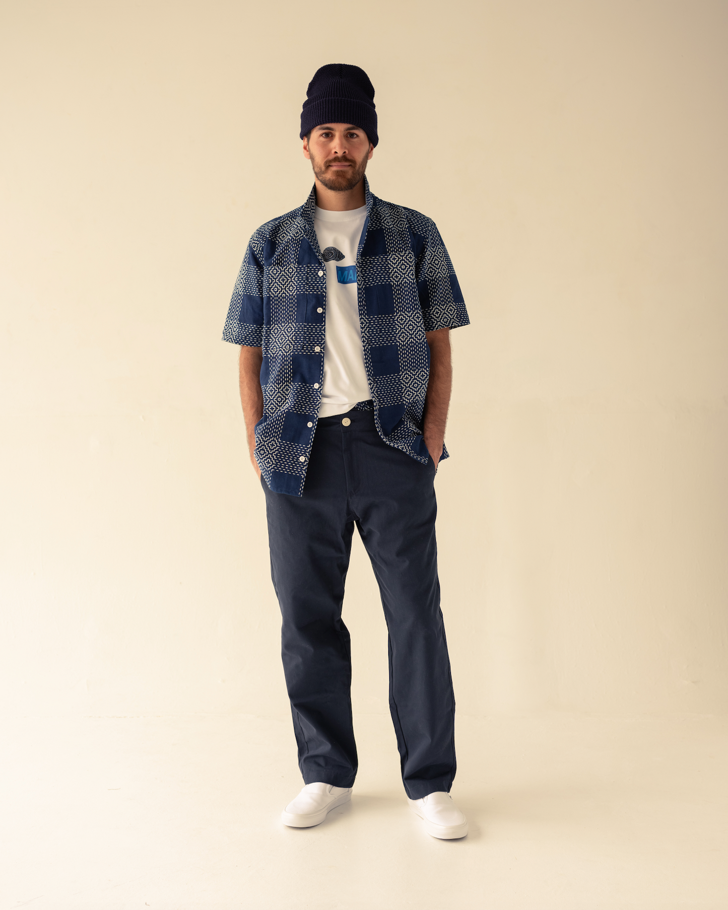 Semi Cropped Trouser ( navy )